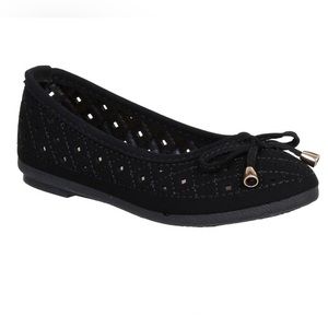 Girls' Black Ballet Flat with Bow